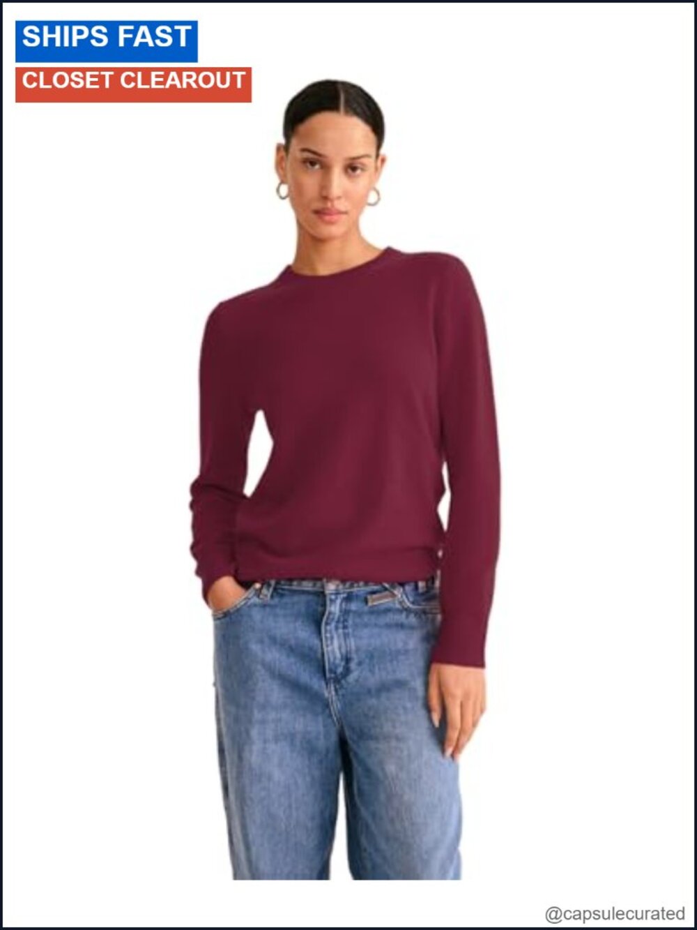 100% Mongolian Cashmere Crewneck Sweater Long Sleeve Pullover